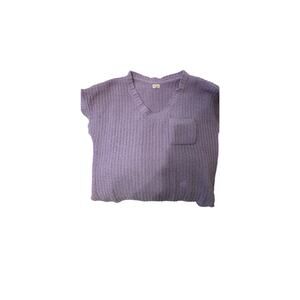 POL Lavender Chunky Knit Sweater  V-Neck Pocket Size Medium